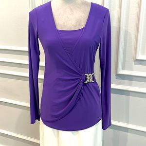 Elegant Wrap Top with Embellishment
